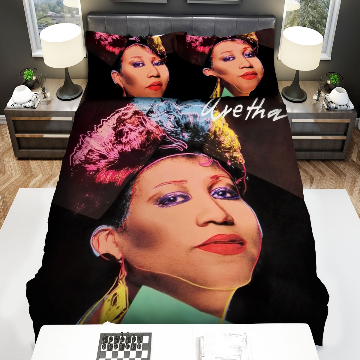 Aretha Franklin Colorful Poster Bed Sheets Spread Duvet Cover Bedding Set - Unique Anime Apparel for Fans