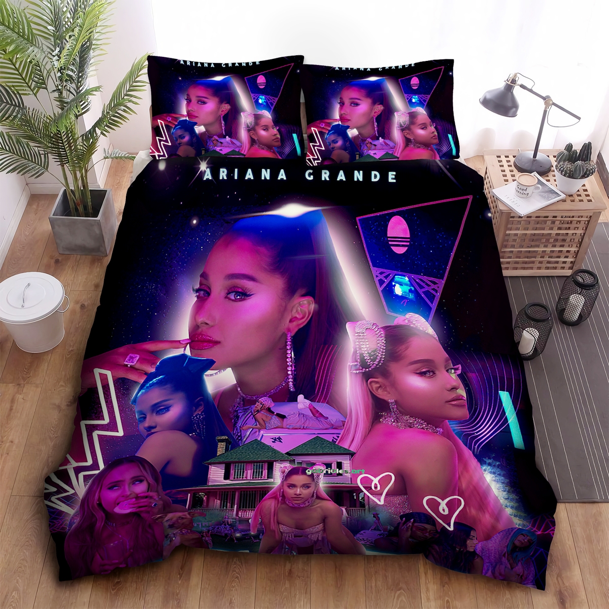 Ariana Grande 7 Rings Bed Sheets Spread Duvet Cover Bedding Set - Unique Anime Apparel for Fans