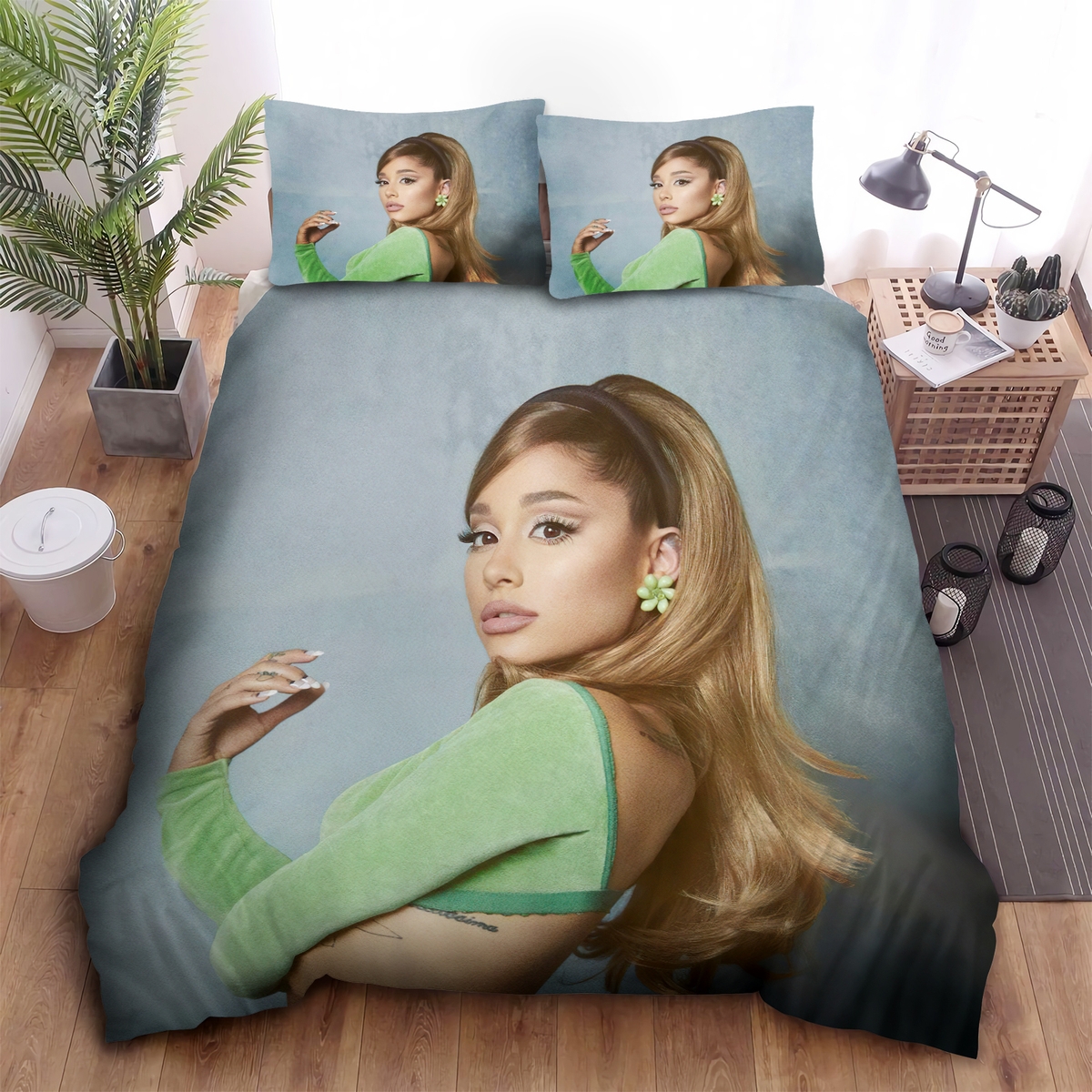 Ariana Grande Positions Album Retro Style Bed Sheets Spread Duvet Cover Bedding Set - Unique Anime Apparel for Fans