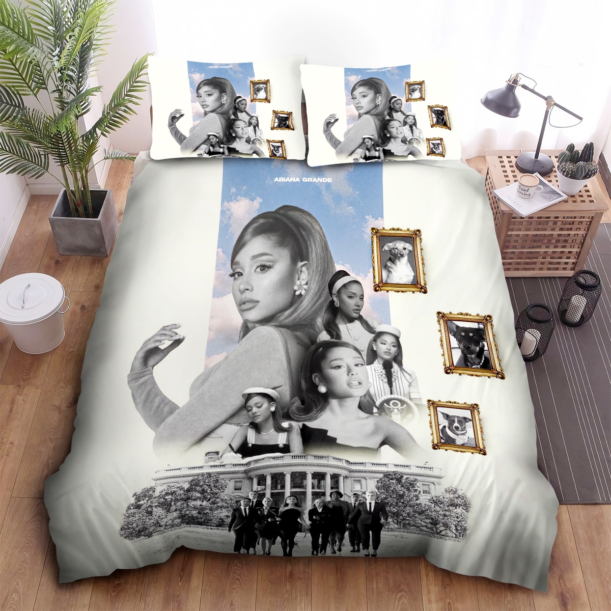 Ariana Grande Positions Black & White Moments Bed Sheets Spread Duvet Cover Bedding Set - Unique Anime Apparel for Fans