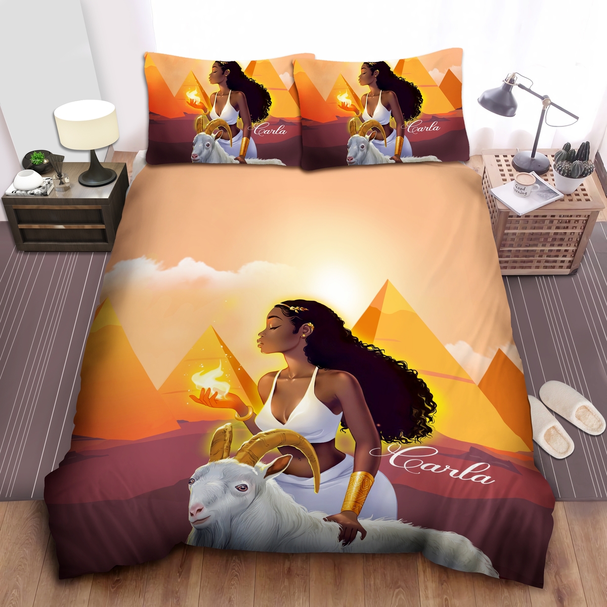 Aries Black Woman Personalized Custom Name Duvet Cover Bedding Set - Unique Anime Apparel for Fans