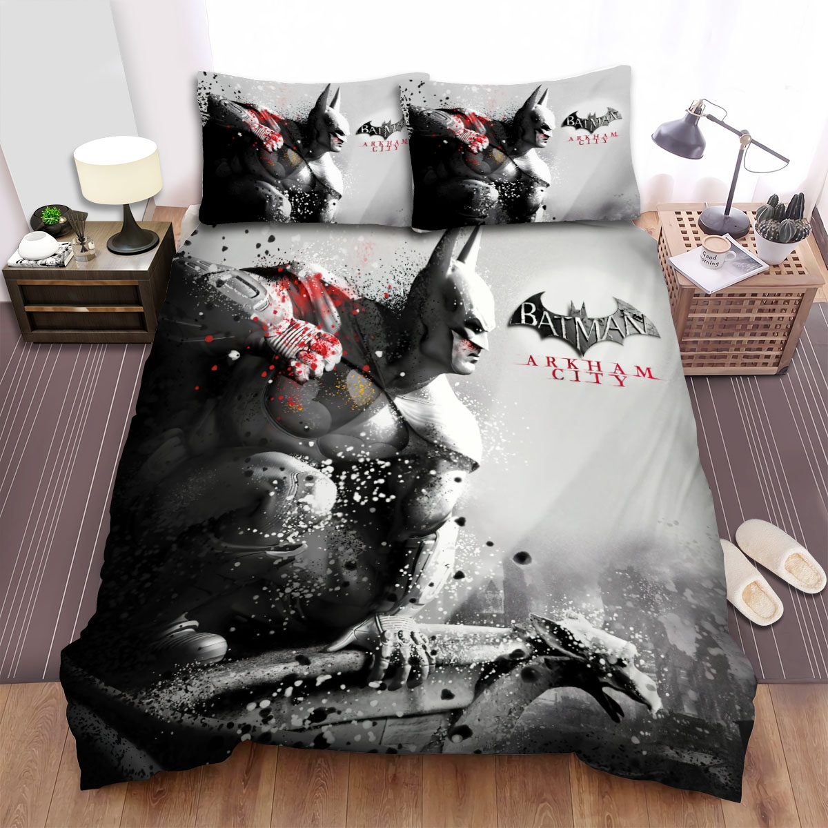 Arkham Asylum Batman Bed Sheets Spread Comforter Duvet Cover Bedding Set - Unique Anime Apparel for Fans