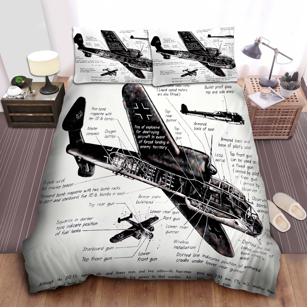 Army Anatomy Of The Nazi Jet Aircraft Bed Sheets Spread Duvet Cover Bedding Set - Unique Anime Apparel for Fans
