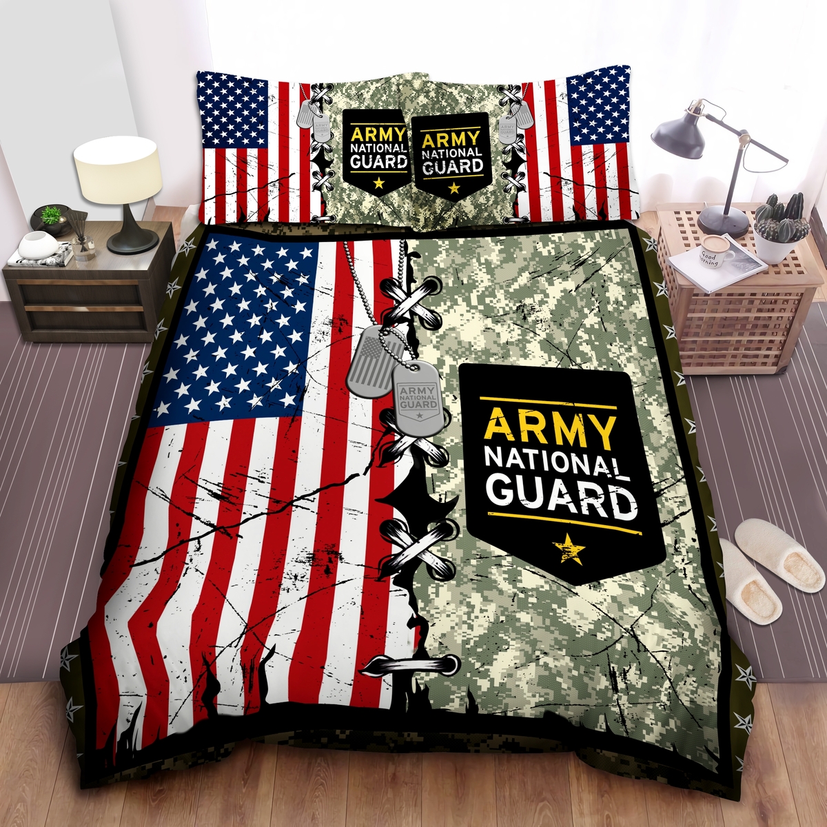 Army National Guard Bed Sheets Spread Duvet Cover Bedding Set - Unique Anime Apparel for Fans