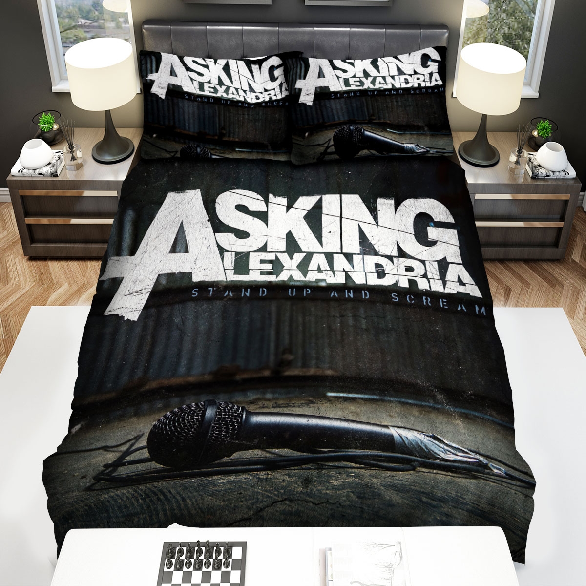 Asking Alexandria Stand Up & Scream Album Cover Bed Sheets Spread Duvet Cover Bedding Set - Unique Anime Apparel for Fans
