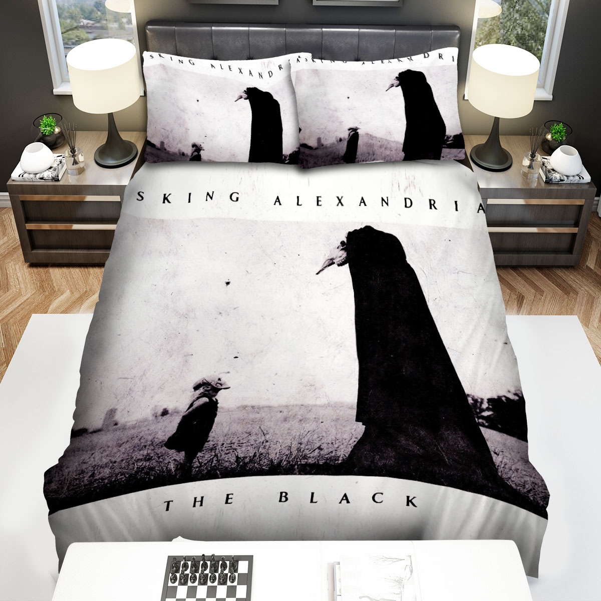 Asking Alexandria The Black Album Cover Bed Sheets Spread Duvet Cover Bedding Set - Unique Anime Apparel for Fans