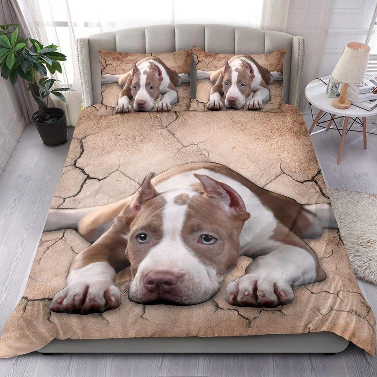 Asleep Pitbull Bed Sheets Spread Duvet Cover Bedding Set - Unique Anime Apparel for Fans