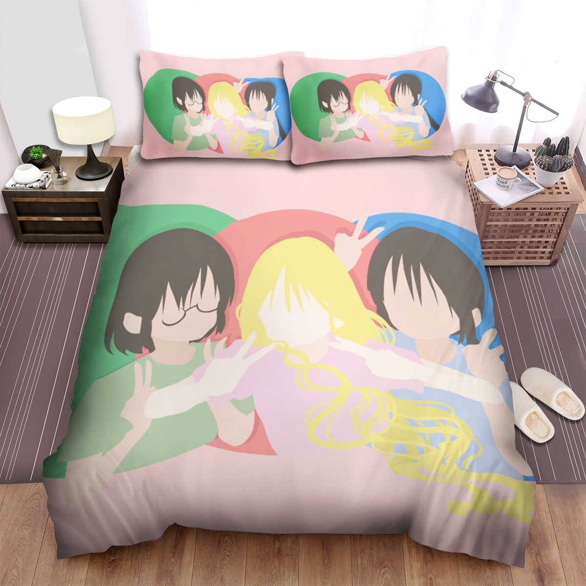 Asobi Asobase The Pastimers Club Minimal Illustration Bed Sheets Spread Duvet Cover Bedding Set - Unique Anime Apparel for Fans