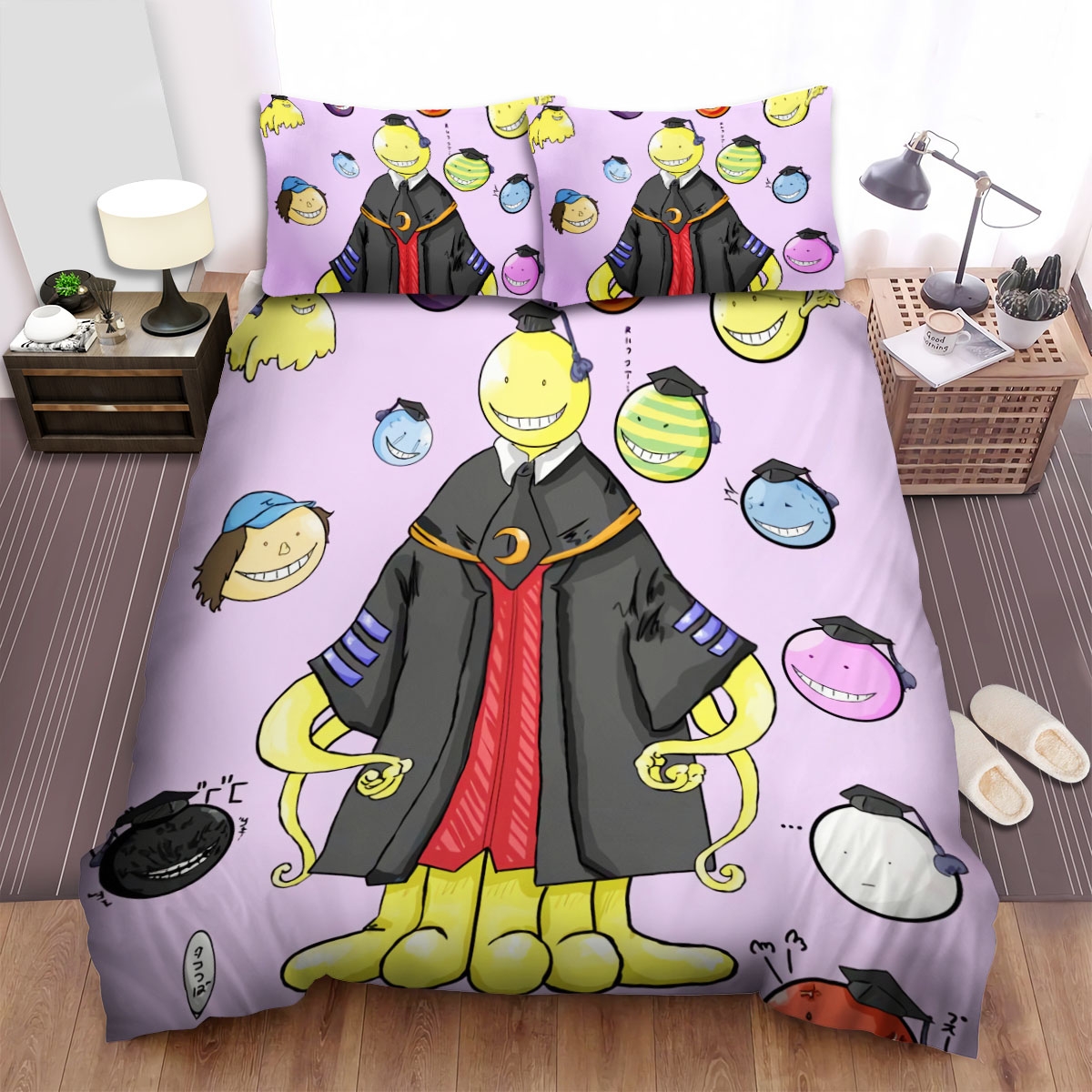 Assassination Classroom Koro-Sensei In Different Shade Bed Sheets Spread Comforter Duvet Cover Bedding Set - Unique Anime Apparel for Fans