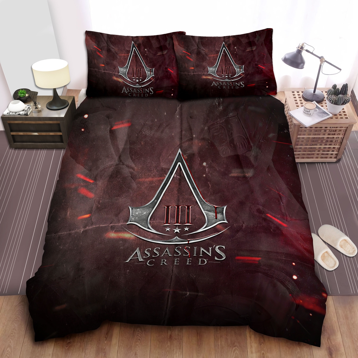 Assassin's Creed Iii Stars Logo Bed Sheets Spread Comforter Duvet Cover Bedding Set - Unique Anime Apparel for Fans