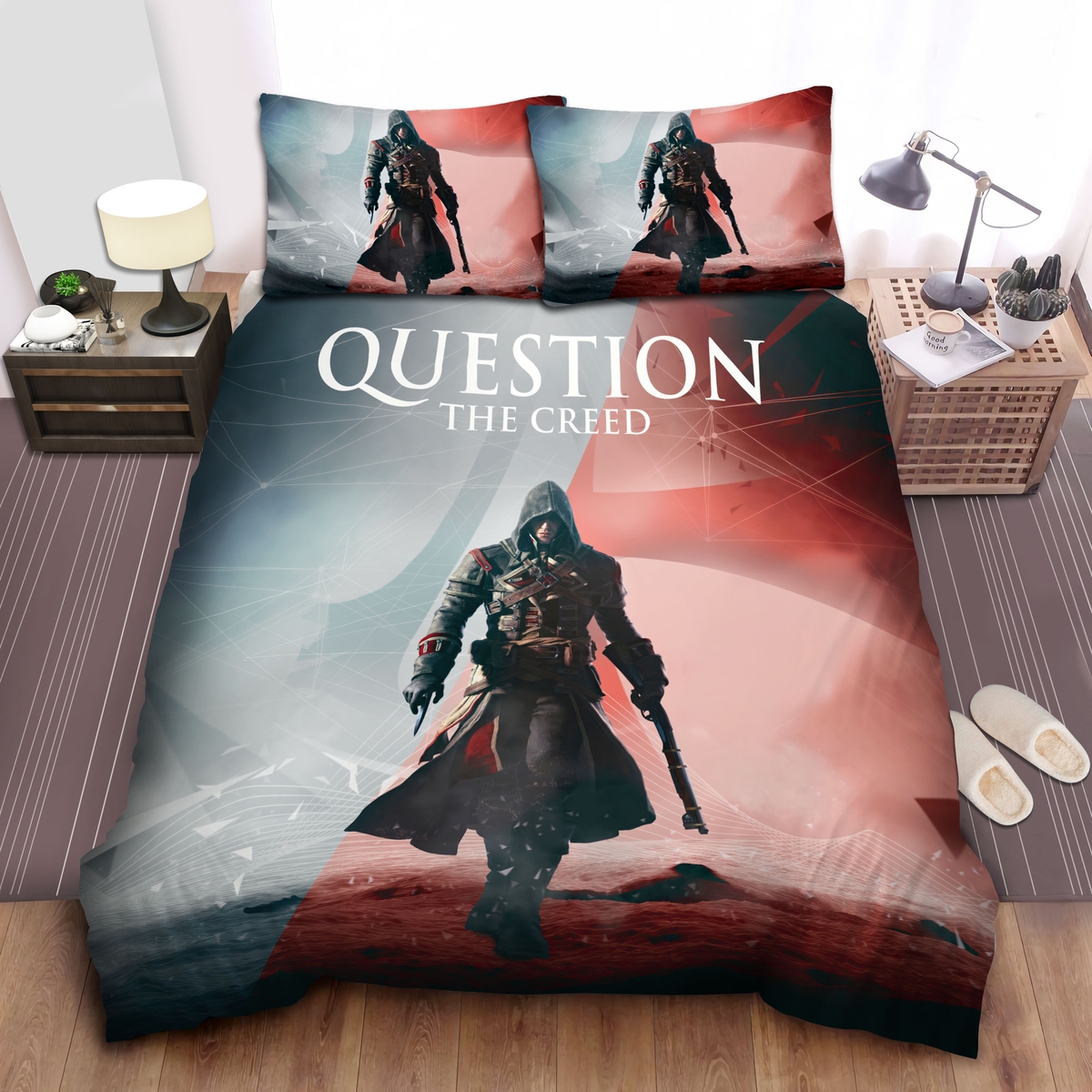 Assassin's Creed Question The Creed Bed Sheets Spread Comforter Duvet Cover Bedding Set - Unique Anime Apparel for Fans