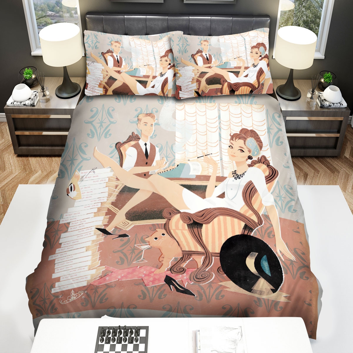 Audrey Hepburn Breakfast At Tiffany's Art Bed Sheets Spread Comforter Duvet Cover Bedding Set - Unique Anime Apparel for Fans