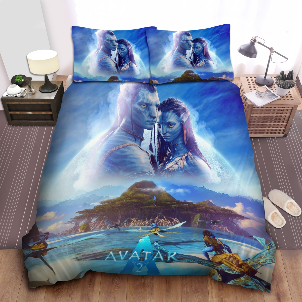 Avatar 2 Neytiri And Jake Sully Poster Bed Sheets Spread Duvet Cover Bedding Set - Unique Anime Apparel for Fans