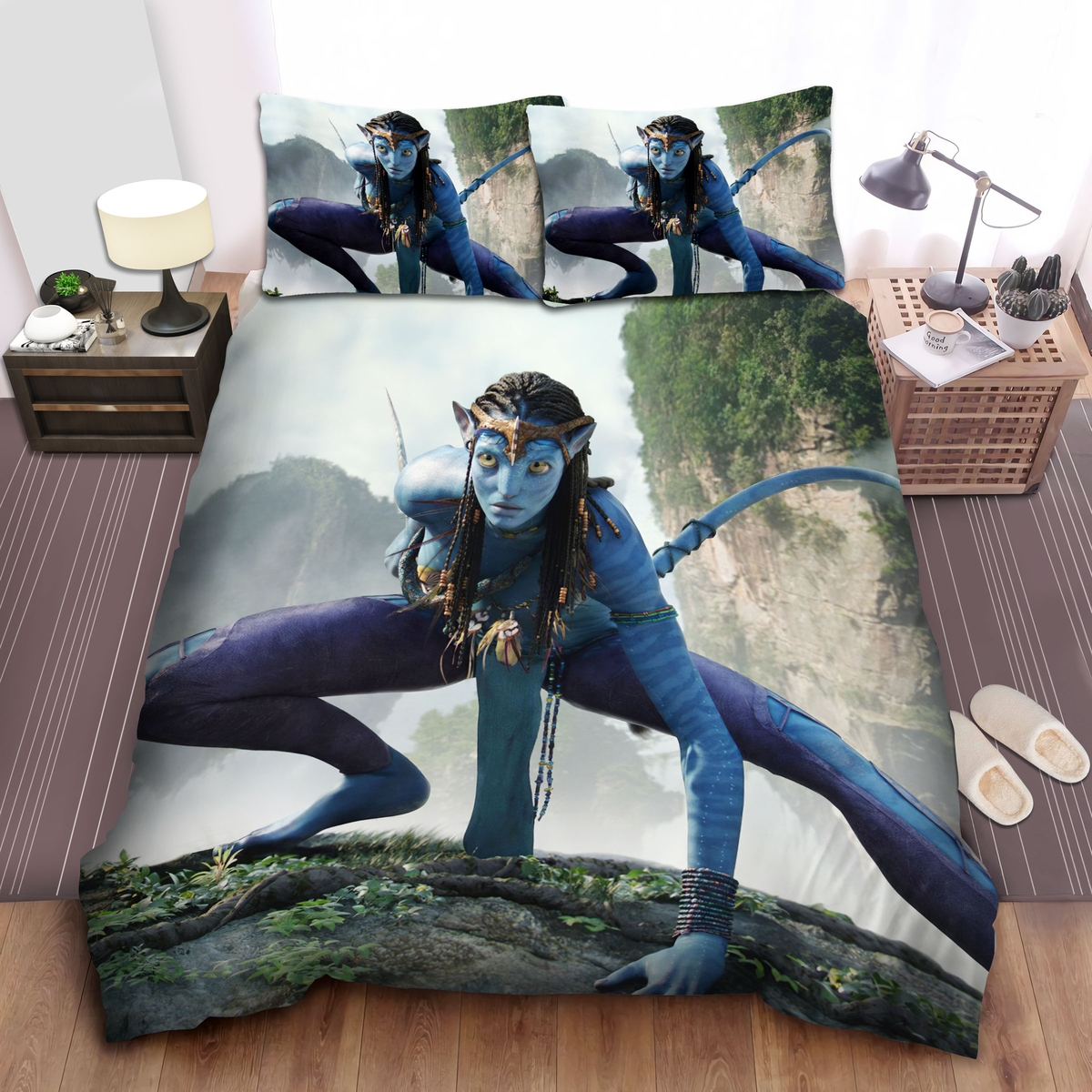 Avatar Neytiri In The Navi Costumes Bed Sheets Spread Comforter Duvet Cover Bedding Set - Unique Anime Apparel for Fans