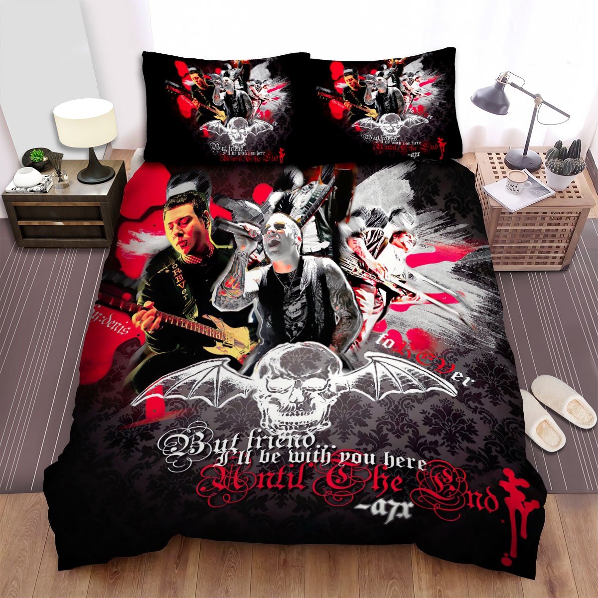 Avenged Sevenfold Members Digital Art Bed Sheets Spread Duvet Cover Bedding Set - Unique Anime Apparel for Fans