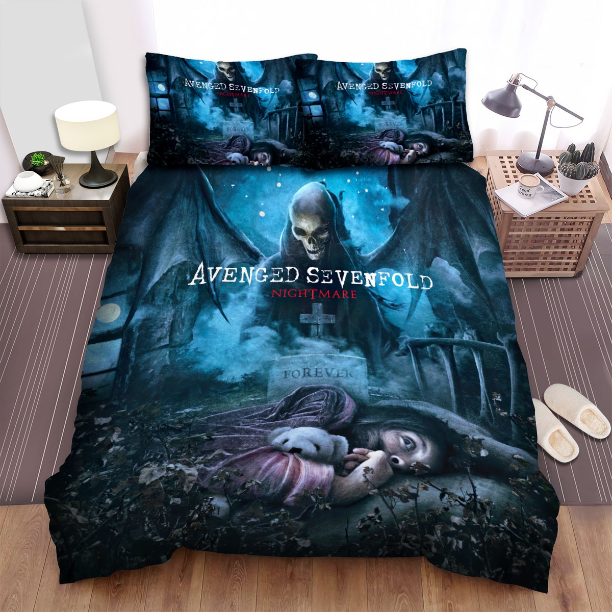 Avenged Sevenfold Nightmare Cover Bed Sheets Spread Comforter Duvet Cover Bedding Set - Unique Anime Apparel for Fans