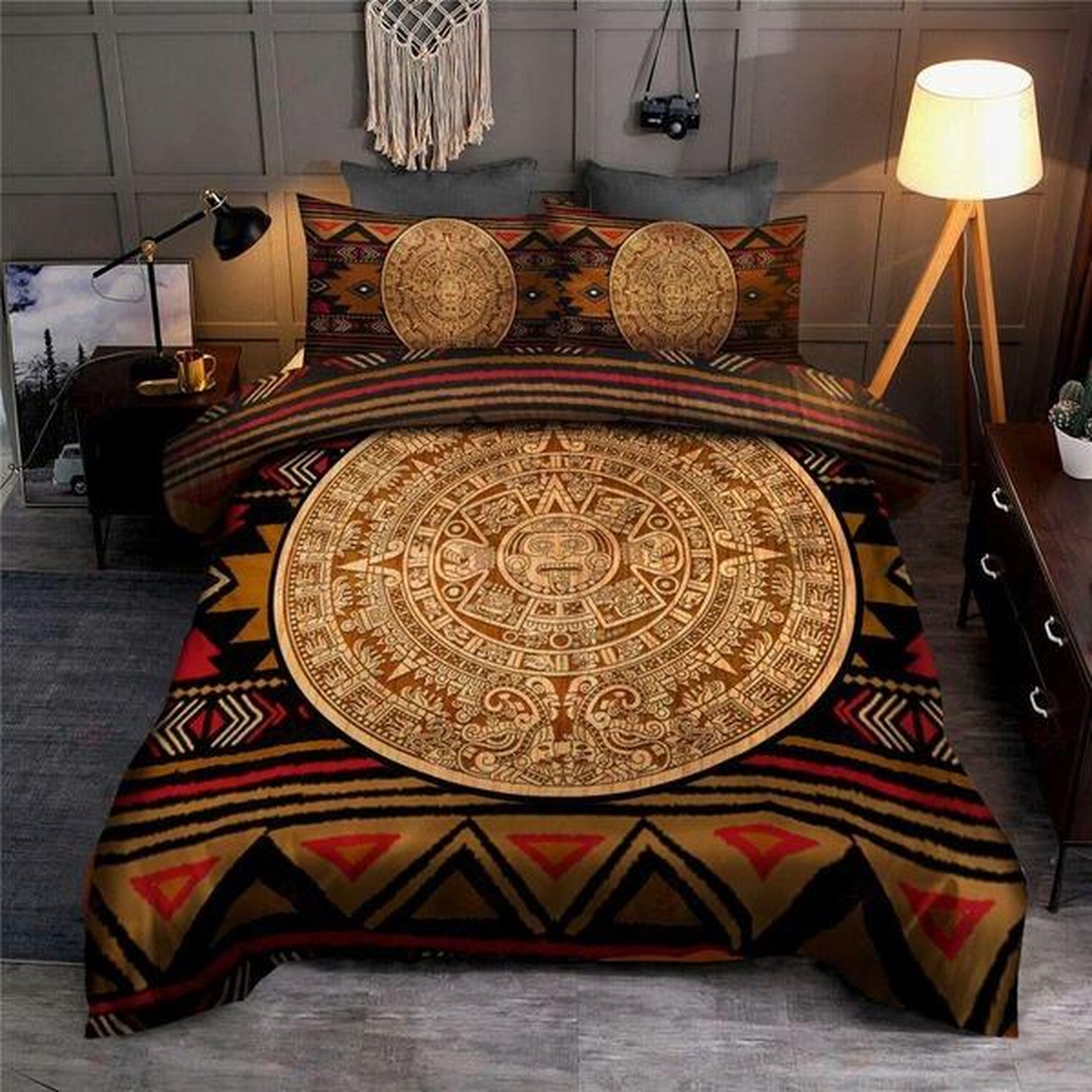 Aztec Mayan Native Bed Sheets Spread Duvet Cover Bedding Set - Unique Anime Apparel for Fans