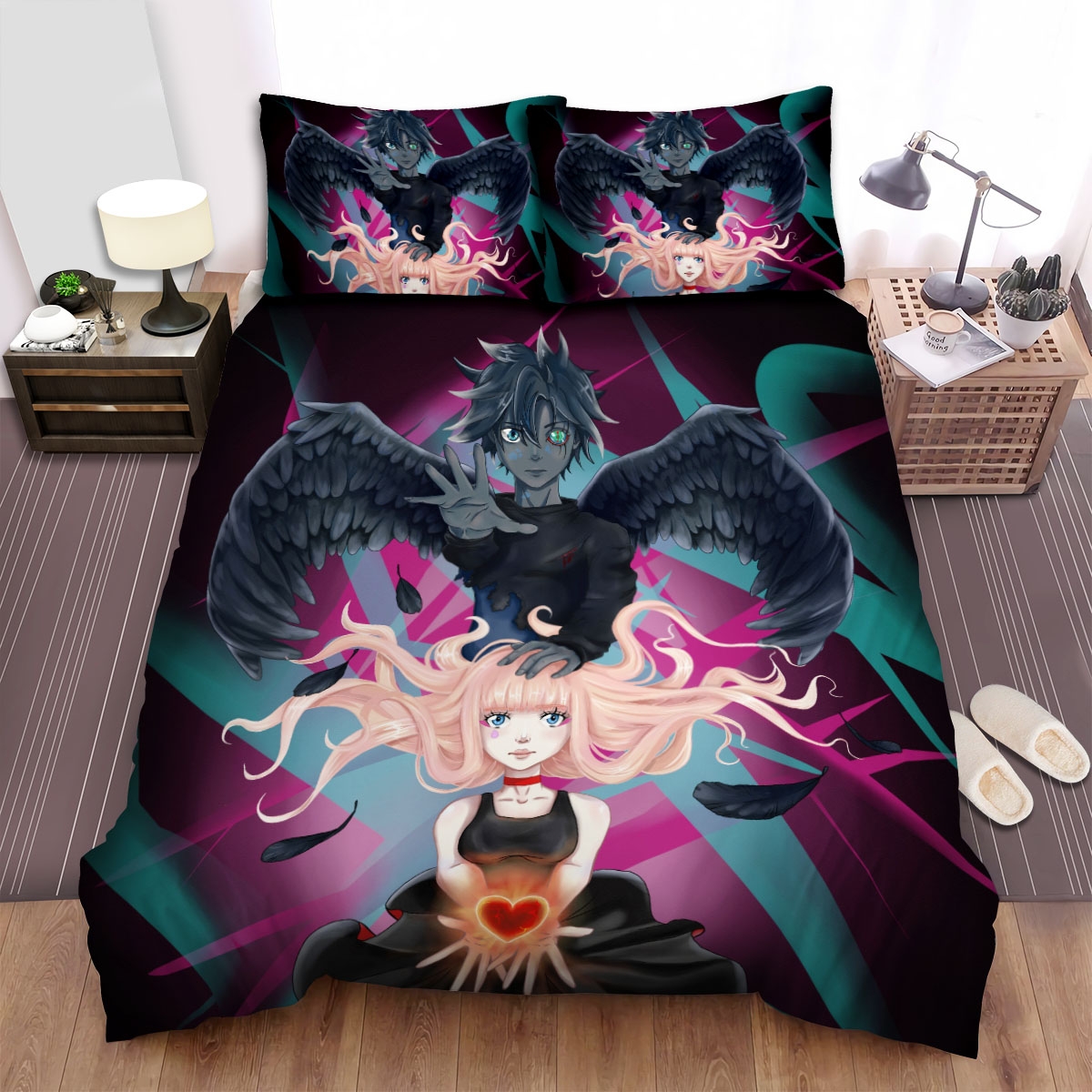 B The Beginning Koku & Yuna Artwork Bed Sheets Spread Duvet Cover Bedding Set - Unique Anime Apparel for Fans