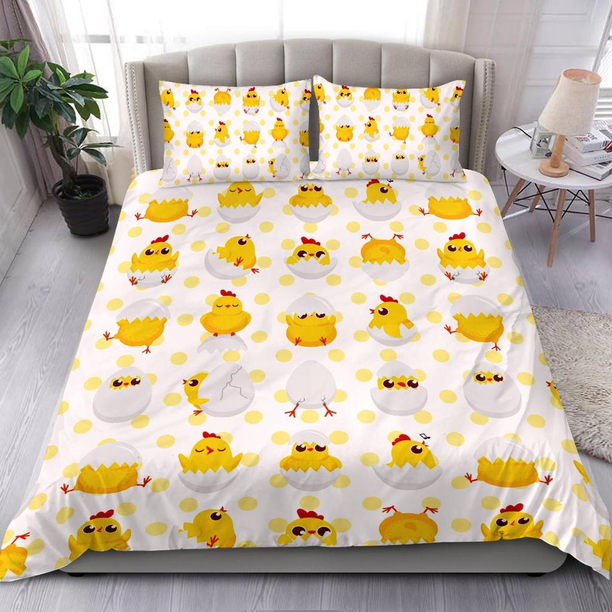 Baby Chickens And Eggs Pattern Bedding Set Bed Sheet Spread Duvet Cover Bedding Set - Unique Anime Apparel for Fans