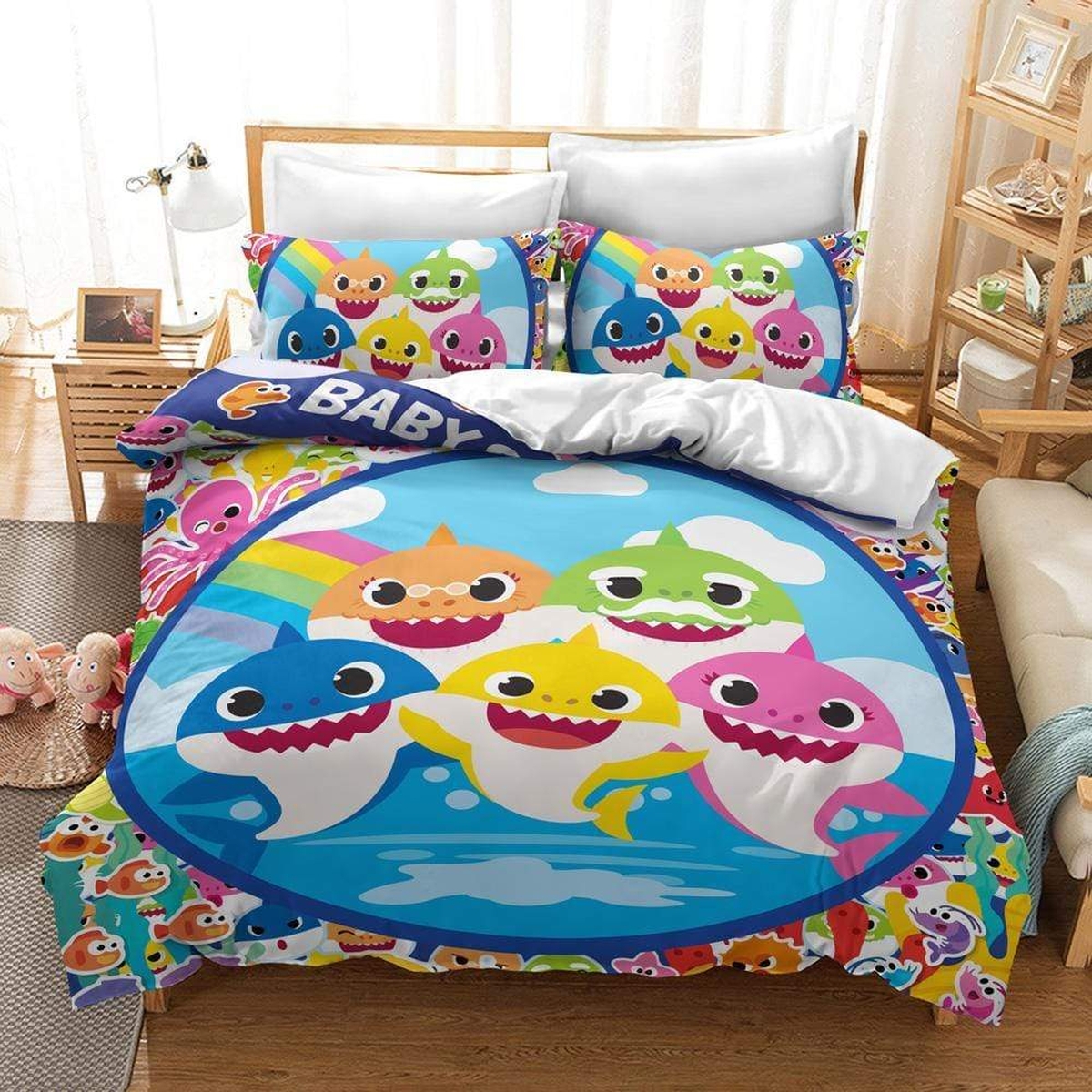 Baby Shark And Friends For Kid's Room Duvet Cover Bedding Set - Unique Anime Apparel for Fans