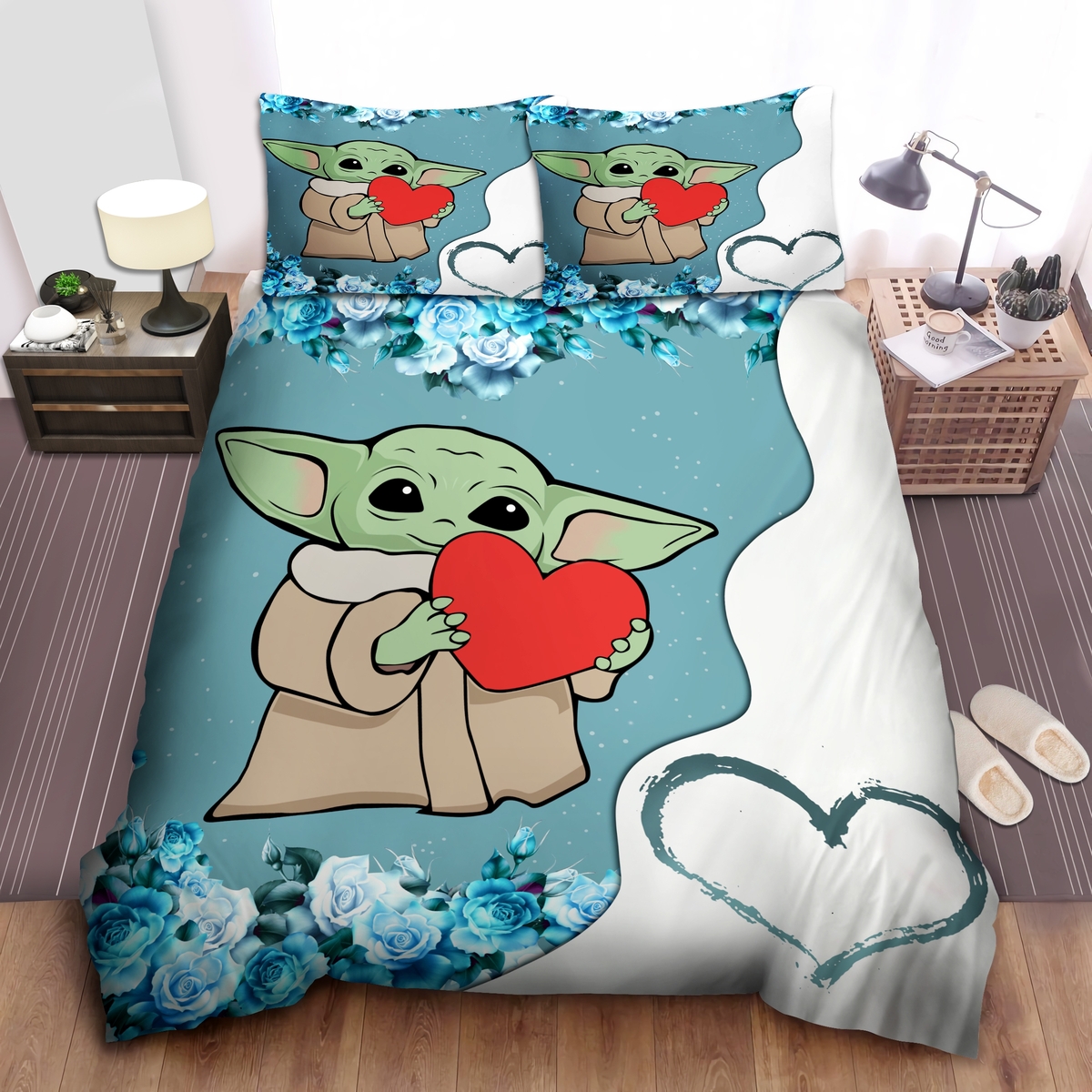 Baby Yoda Bed Sheets Bedspread Duvet Cover Bedding Set - Unique Anime Apparel for Fans