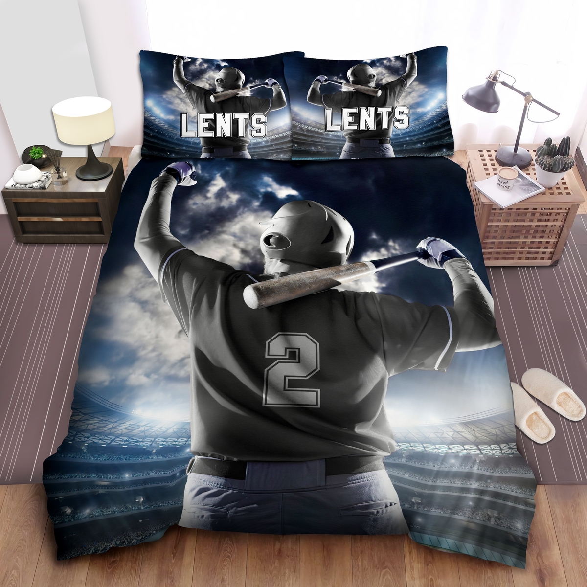 Back Of Baseball Player Personalized Custom Name Duvet Cover Bedding Set - Unique Anime Apparel for Fans