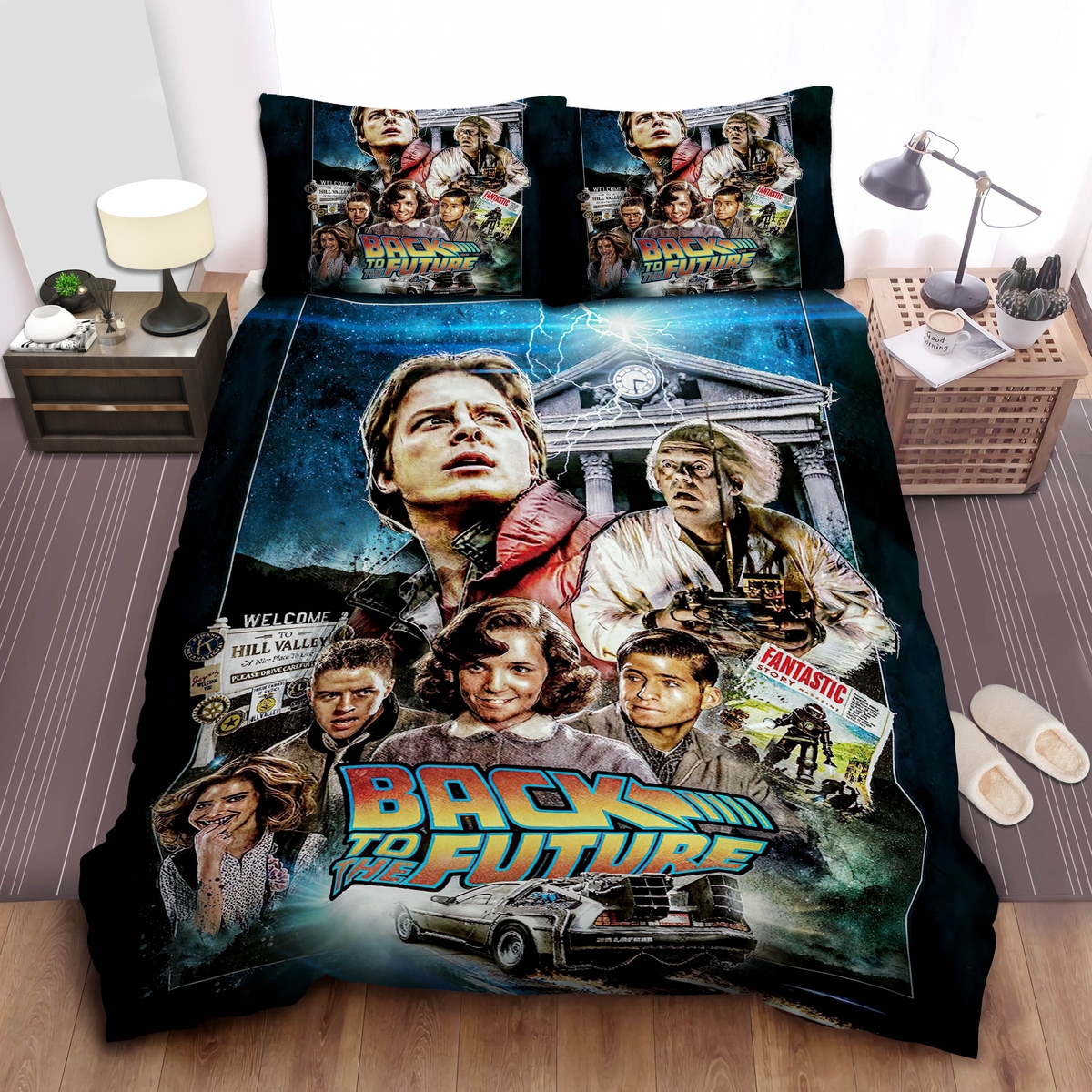 Back To The Future All Characters In Film Poster Bed Sheets Spread Duvet Cover Bedding Set - Unique Anime Apparel for Fans