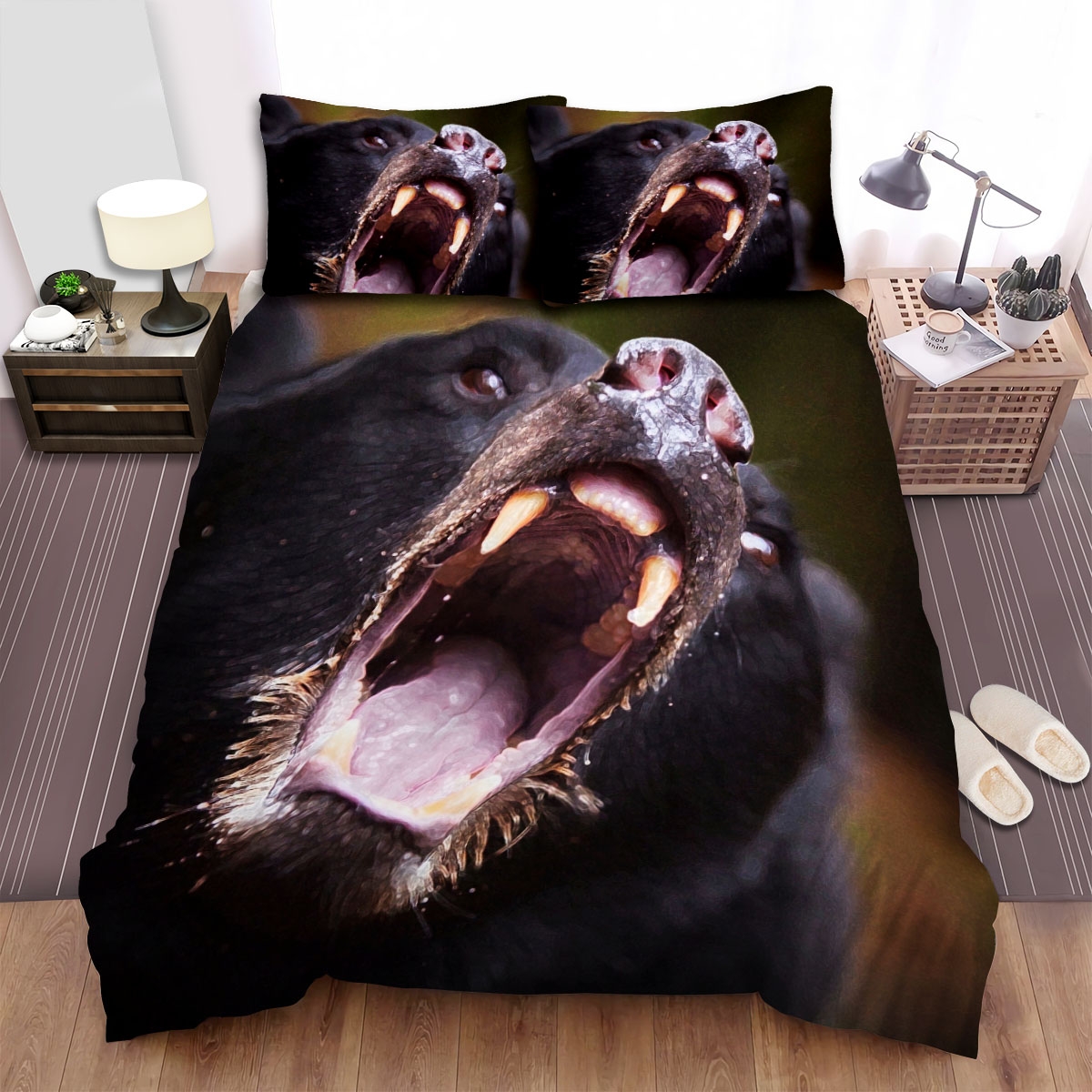 Backcountry (I) Roaring Bear Movie Poster Bed Sheets Spread Duvet Cover Bedding Set - Unique Anime Apparel for Fans