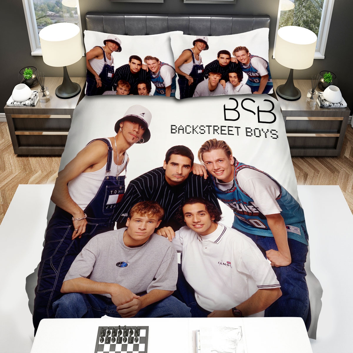Backstreet Boys 90s Image Bed Sheets Spread Duvet Cover Bedding Set - Unique Anime Apparel for Fans