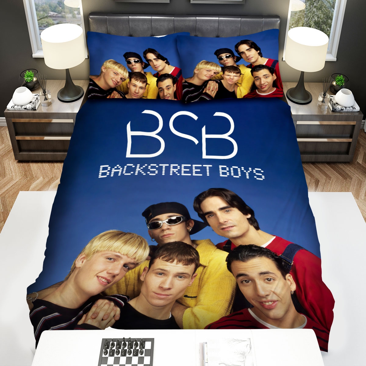 Backstreet Boys 90s Wallpaper Bed Sheets Spread Duvet Cover Bedding Set - Unique Anime Apparel for Fans