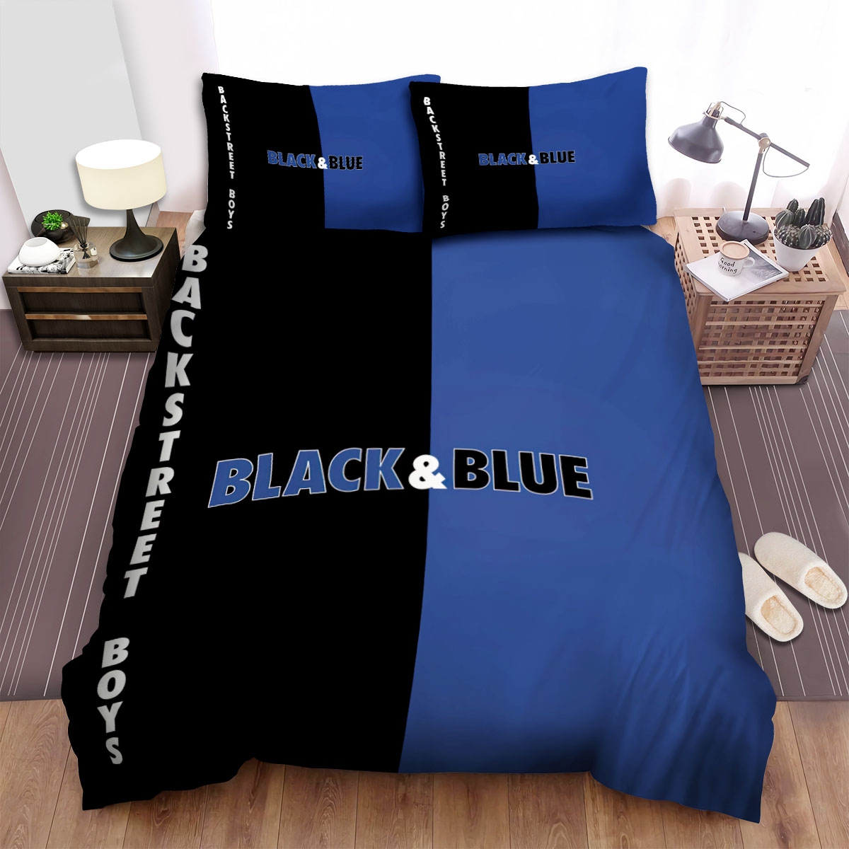 Backstreet Boys, Black And Blue Bed Sheets Spread Duvet Cover Bedding Set - Unique Anime Apparel for Fans