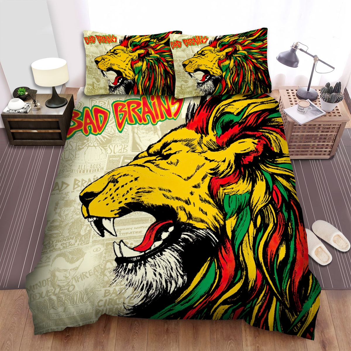 Bad Brains Lion Art Bed Sheets Spread Duvet Cover Bedding Set - Unique Anime Apparel for Fans