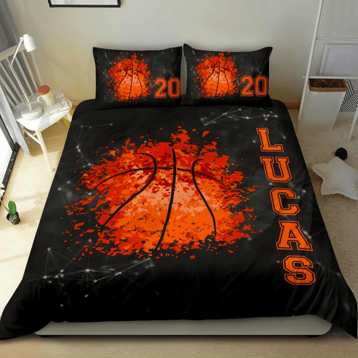 Basketball Fire Personalized Custom Name Duvet Cover Bedding Set - Unique Anime Apparel for Fans