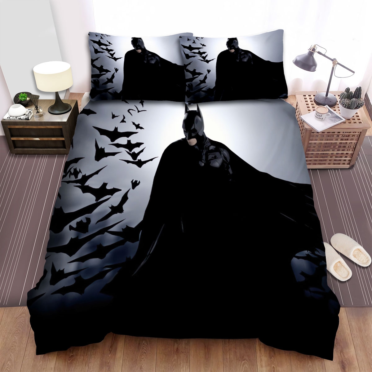 Batman Begins Movie Batman In The Dark Poster Bed Sheets Spread Duvet Cover Bedding Set - Unique Anime Apparel for Fans