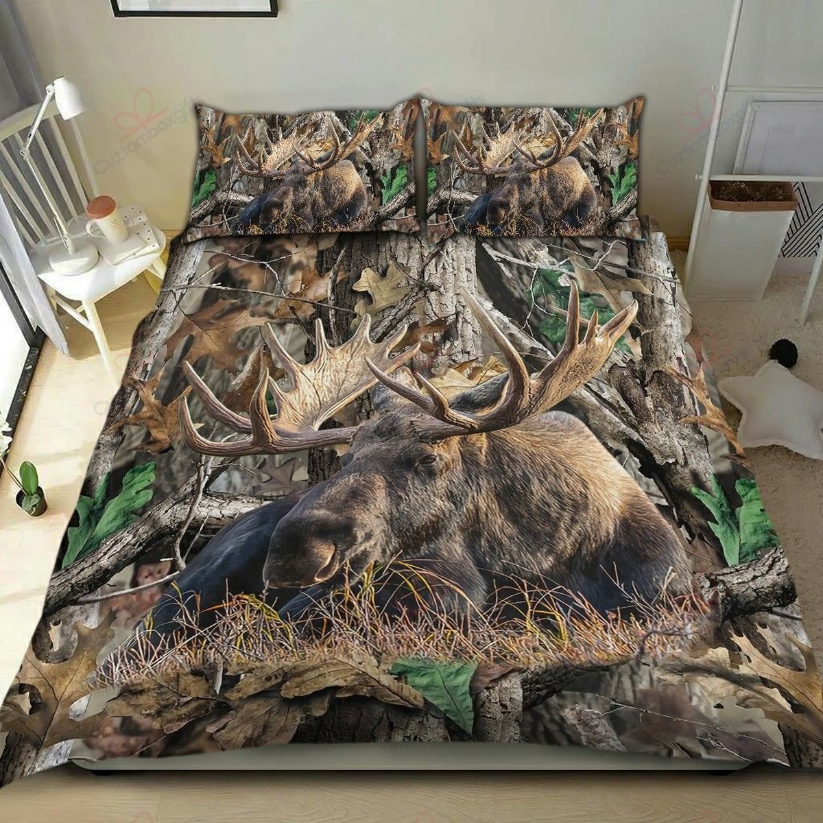 Beautiful Moose Bedding Set Bed Sheets Spread Comforter Duvet Cover Bedding Set - Unique Anime Apparel for Fans