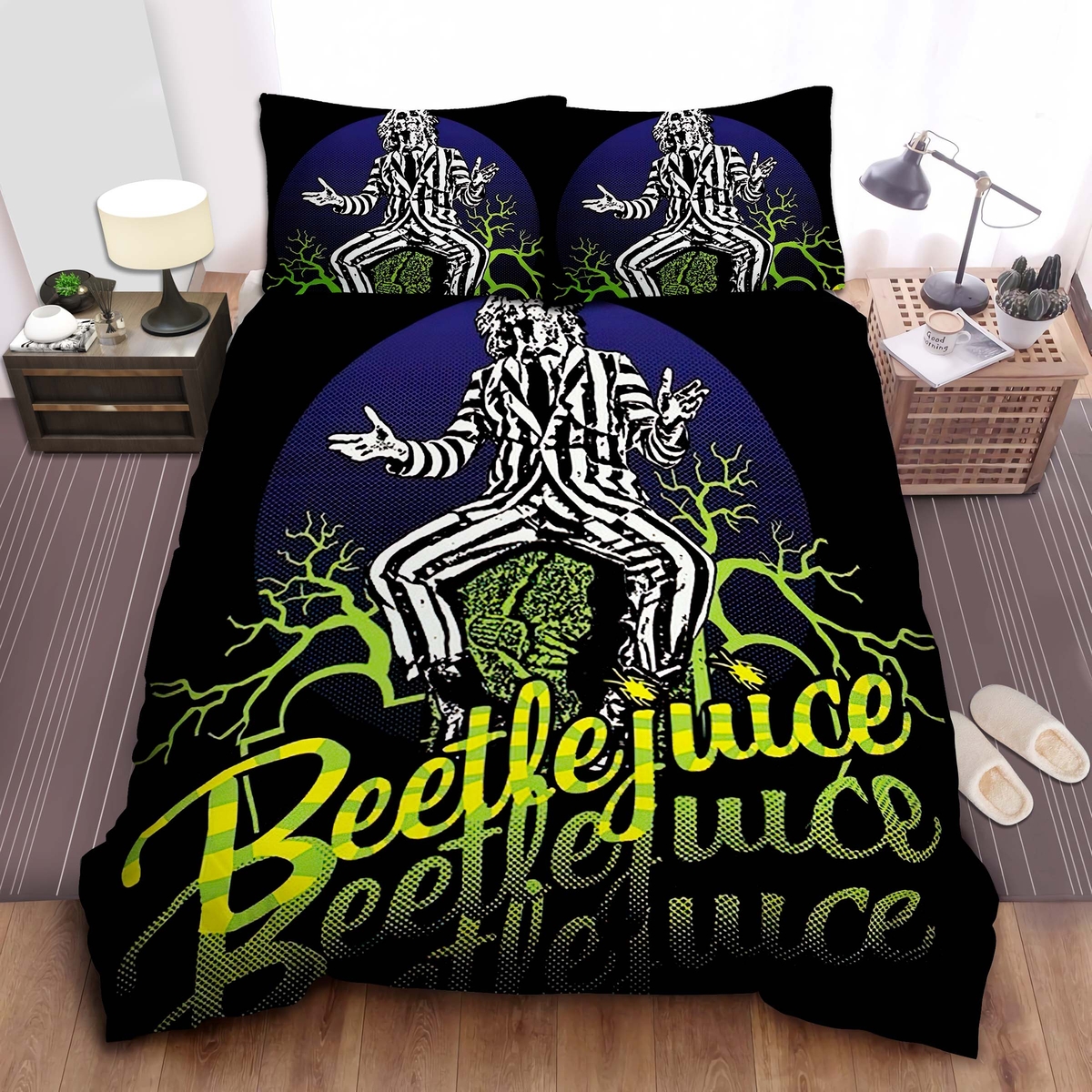Beetlejuice Bed Sheets Spread Comforter Duvet Cover Bedding Set - Unique Anime Apparel for Fans