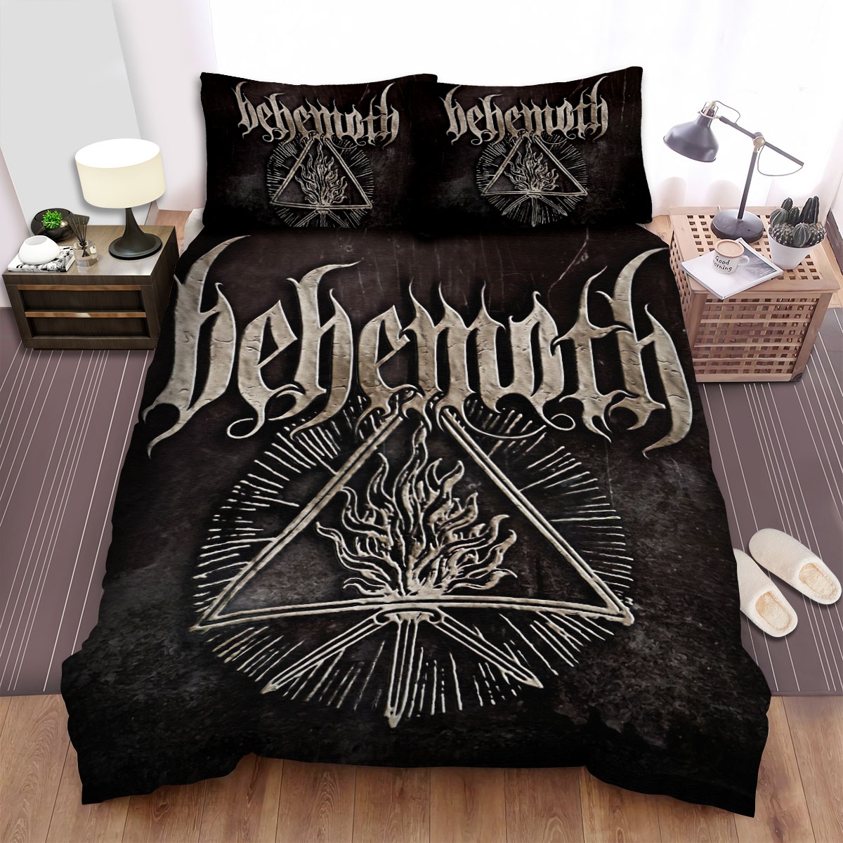 Behemoth Flame Logo Bed Sheets Spread Comforter Duvet Cover Bedding Set - Unique Anime Apparel for Fans