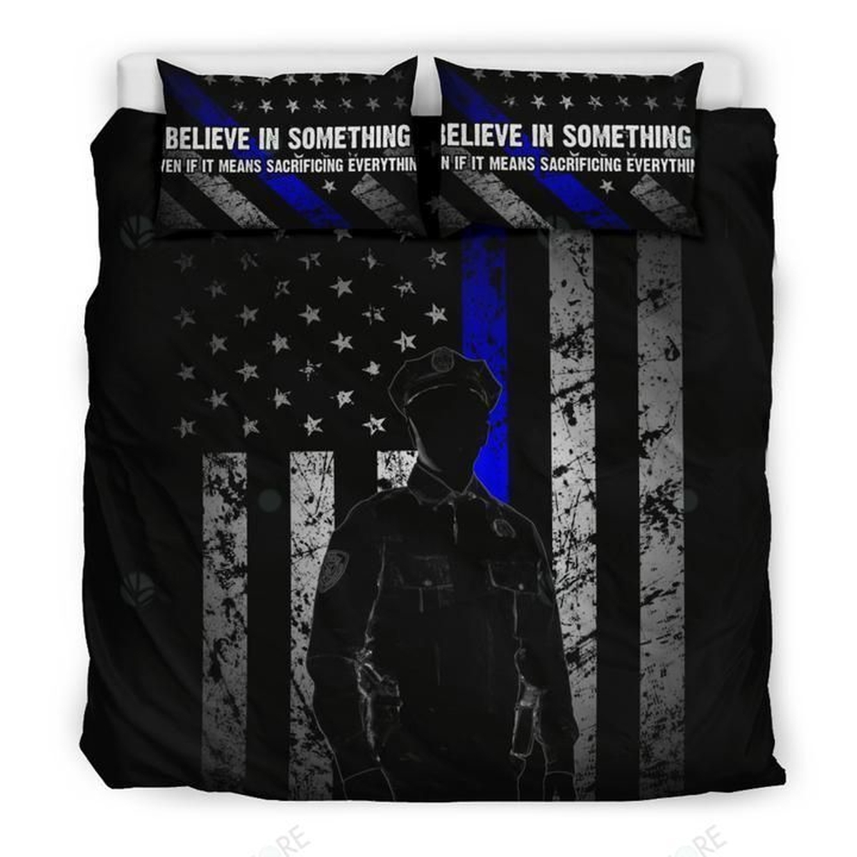 Believe In Something Thin Blue Line Bed Sheets Duvet Cover Bedding Set Great Gifts For Birthday Christmas Thanksgiving - Unique Anime Apparel for Fans