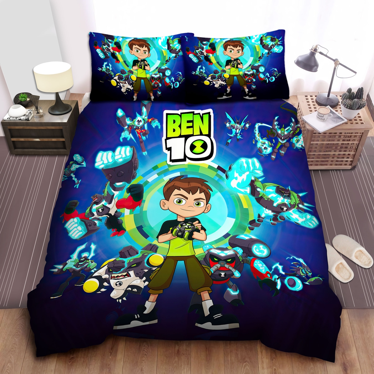 Ben 10, Alien's Equipments Get Your Back Bed Sheets Spread Comforter Duvet Cover Bedding Set - Unique Anime Apparel for Fans