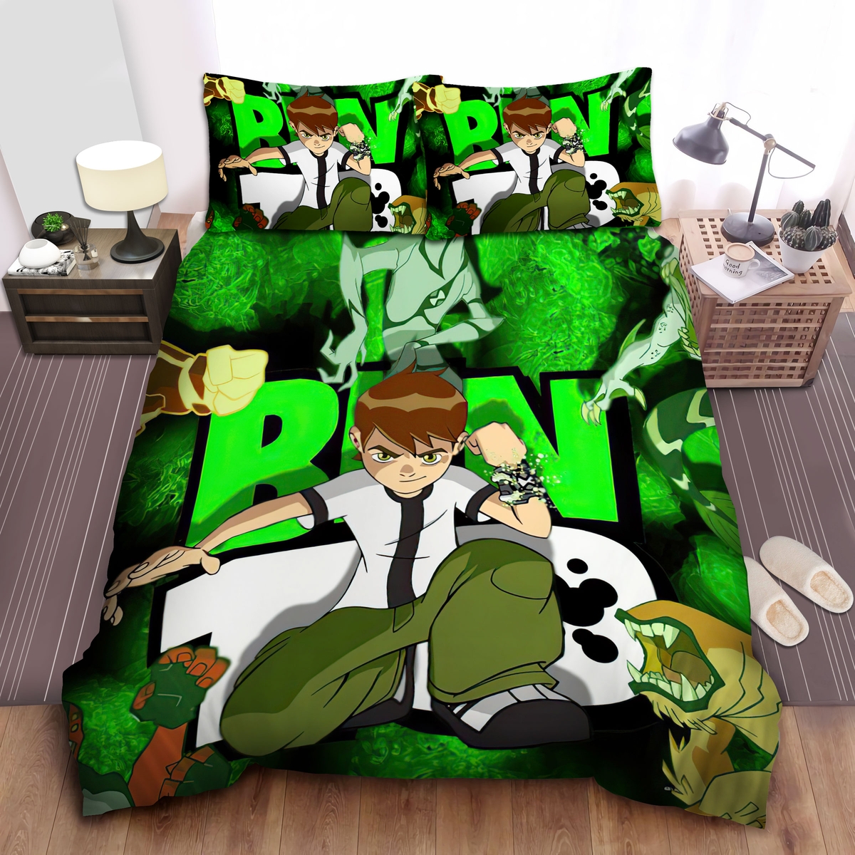 Ben 10, Favorite Alien Species Bed Sheets Spread Comforter Duvet Cover Bedding Set - Unique Anime Apparel for Fans