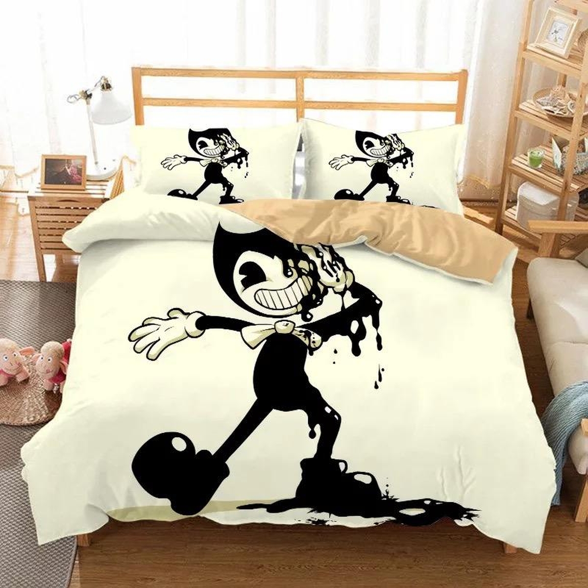 Bendy And The Ink Machine Video Game Bedding Set (Duvet Cover & Pillow Cases) - Unique Anime Apparel for Fans