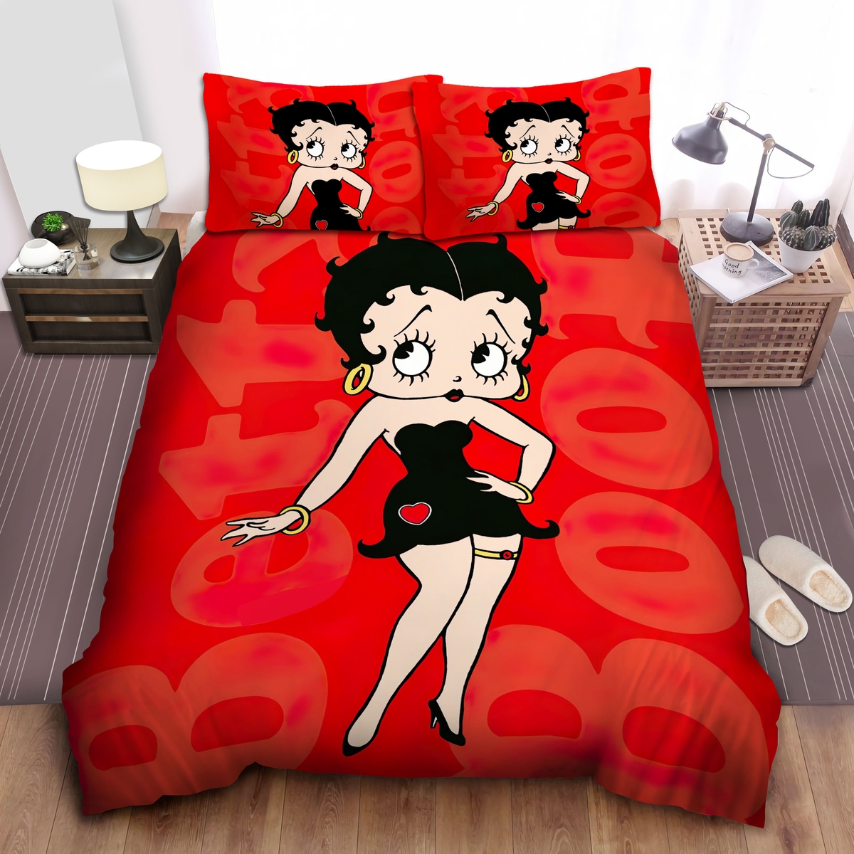 Betty Boop In Black Dress Bed Sheets Spread Duvet Cover Bedding Set - Unique Anime Apparel for Fans