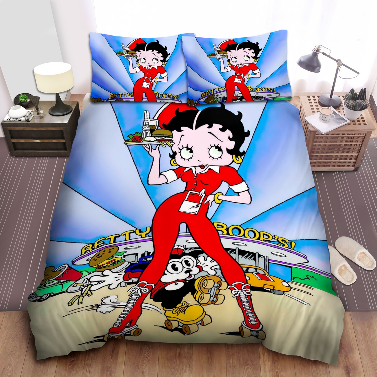 Betty Boop Skating Bed Sheets Spread Duvet Cover Bedding Set - Unique Anime Apparel for Fans