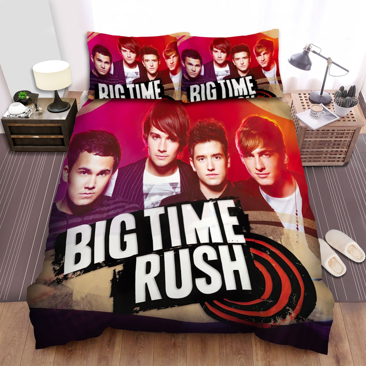 Big Time Rush Red Bed Sheets Spread Duvet Cover Bedding Set - Unique Anime Apparel for Fans