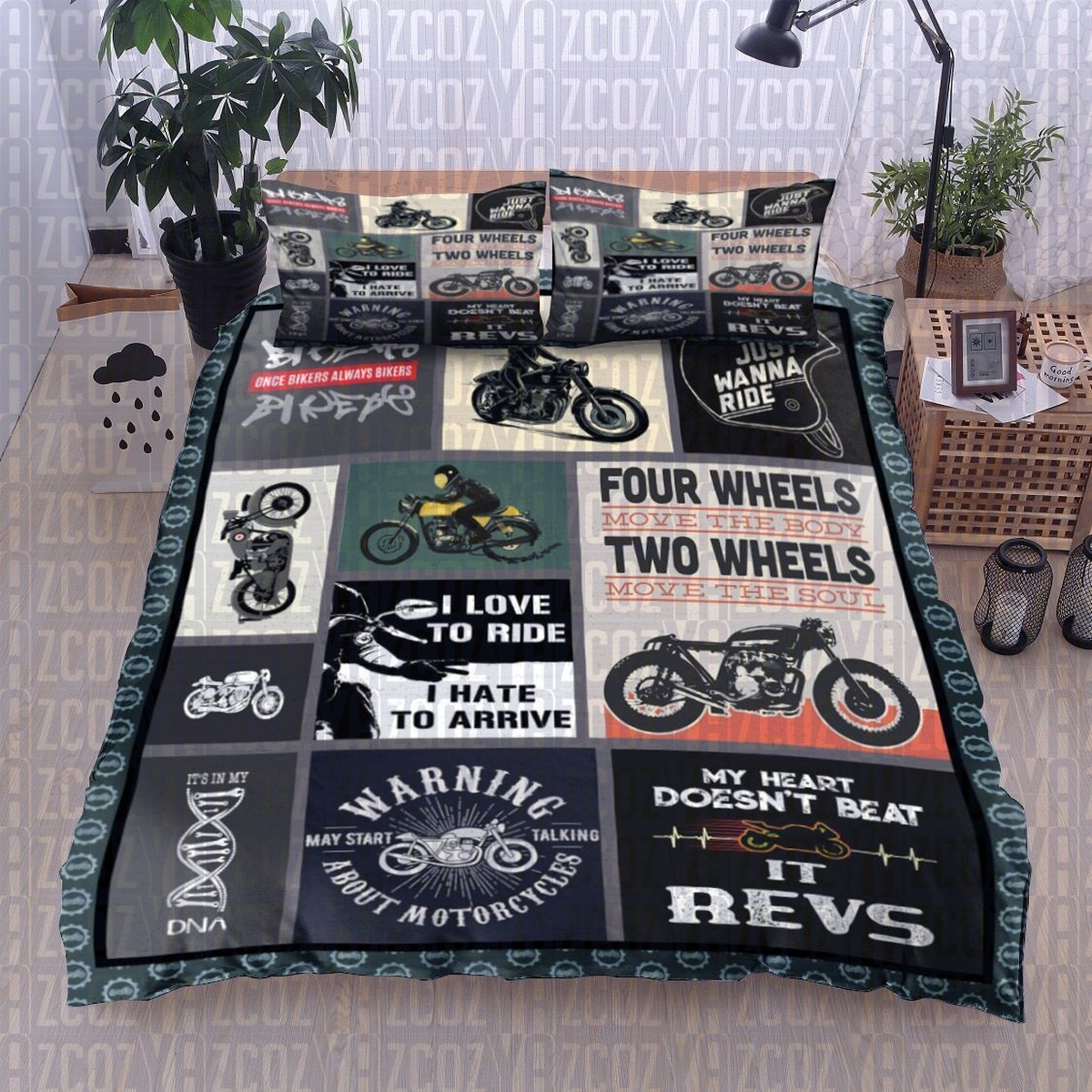 Biker Bed Sheets Spread Duvet Cover Bedding Set - Unique Anime Apparel for Fans