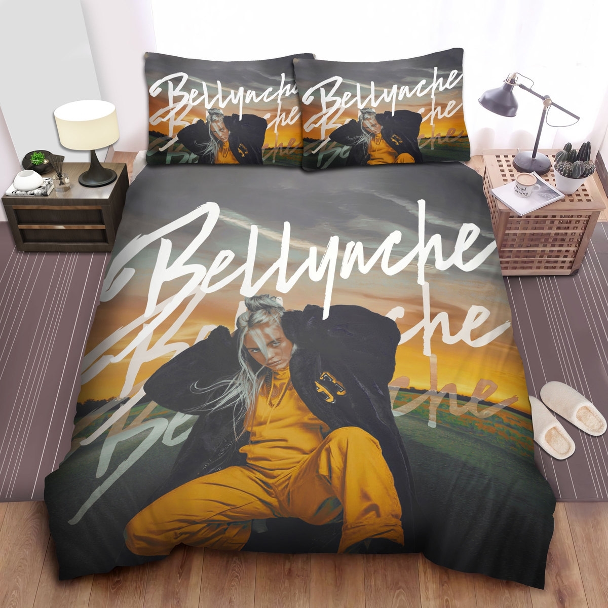 Billie Eilish In Bellyache Painting Bed Sheets Spread Comforter Duvet Cover Bedding Set - Unique Anime Apparel for Fans