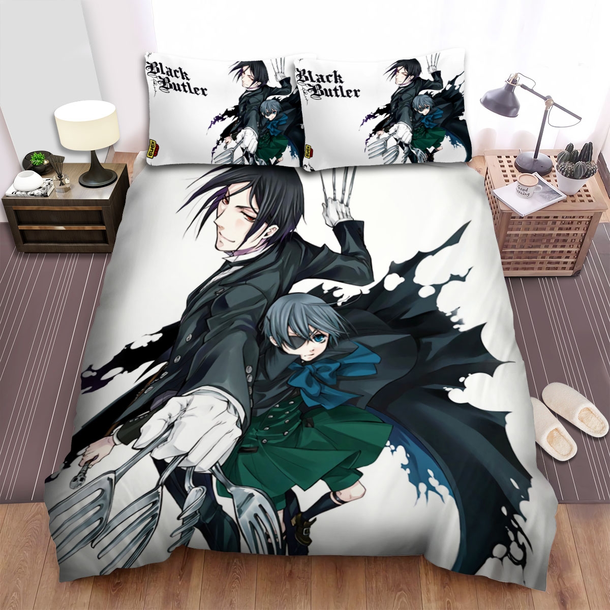 Black Butler Sebastian And Ciel Bed Sheets Spread Duvet Cover Bedding Set - Unique Anime Apparel for Fans