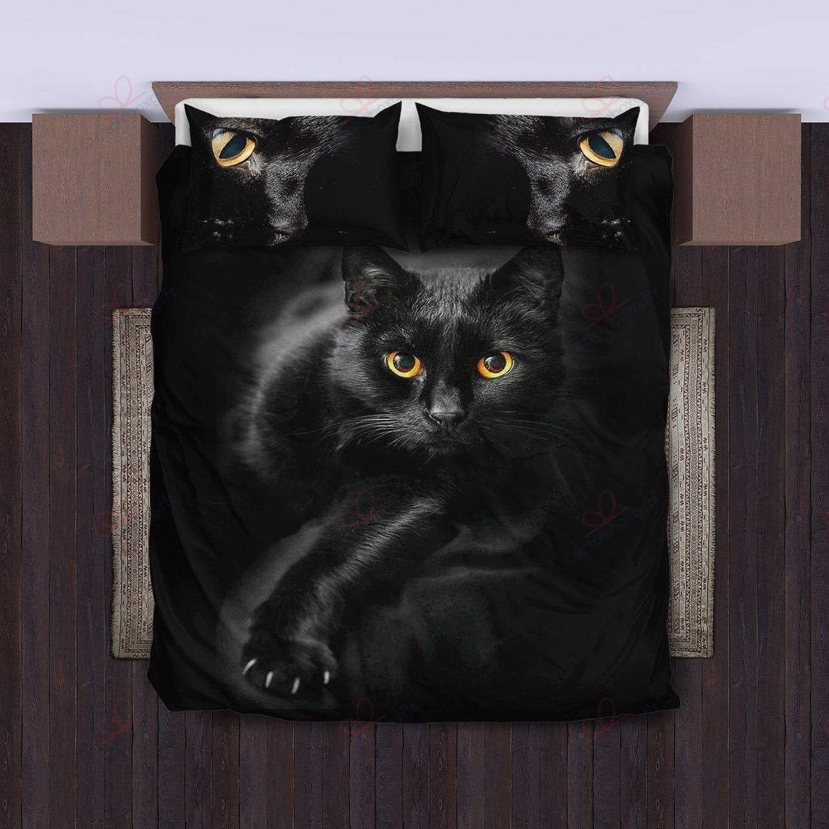 Black Cat Bed Sheets Duvet Cover Quilt Bedding Set - Unique Anime Apparel for Fans
