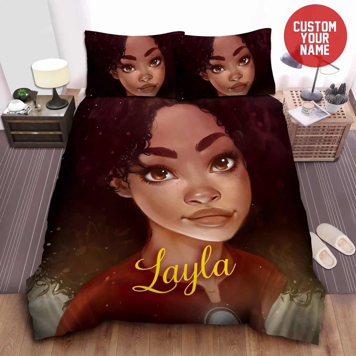 Black Girl Magic African American Woman Custom Name Duvet Cover Bedding Set - Unique Anime Apparel for Fans