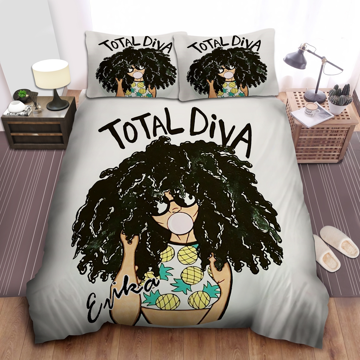 Black Girl Total Diva Custom Name Duvet Cover Bedding Set - Unique Anime Apparel for Fans